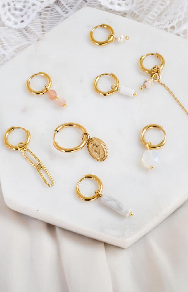 Double chain hoop gold