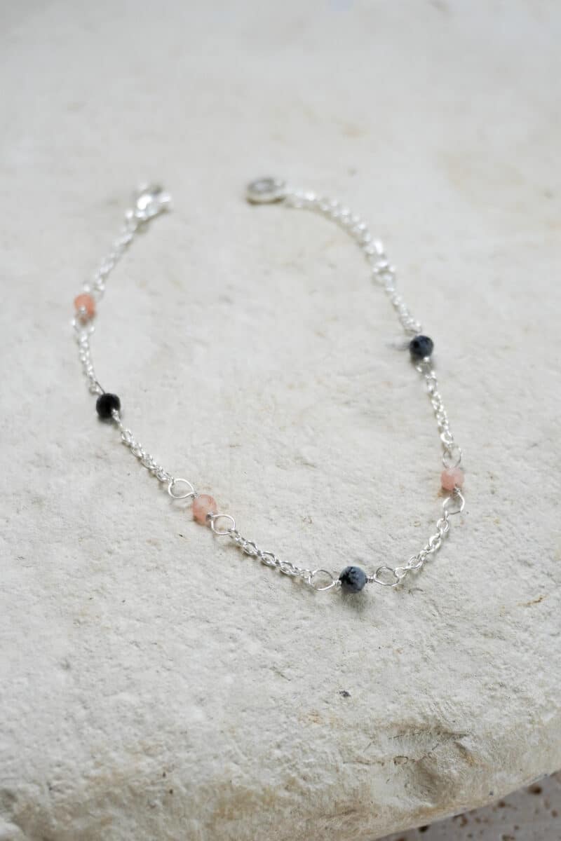 Double dottie black bracelet silver