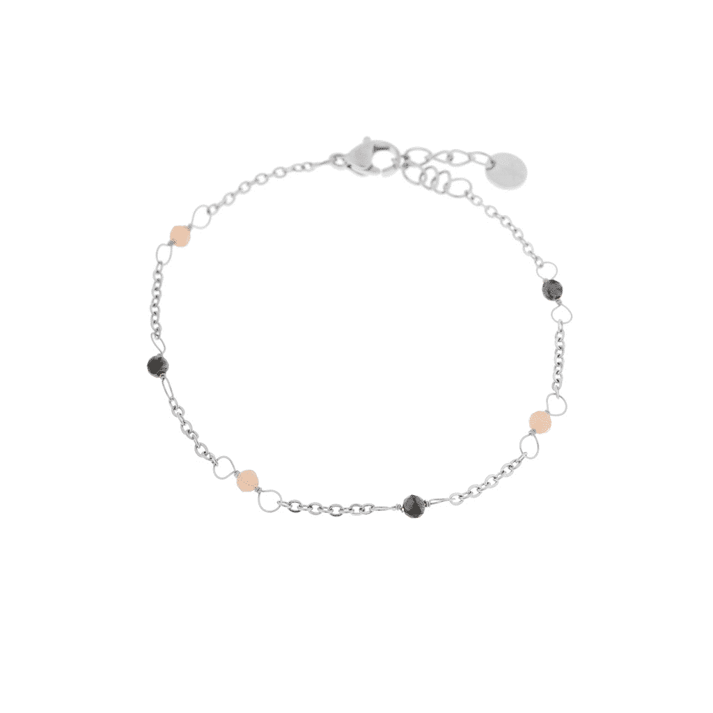 Double dottie black bracelet silver