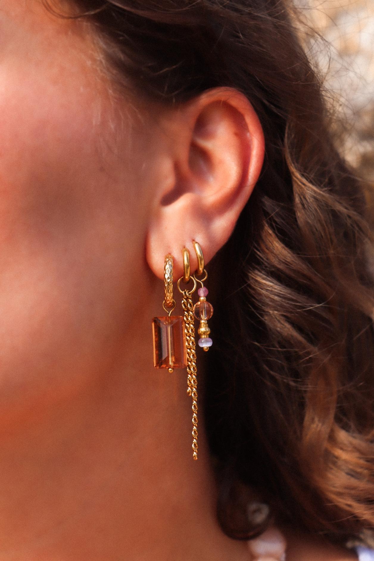 Double long chain hoop gold