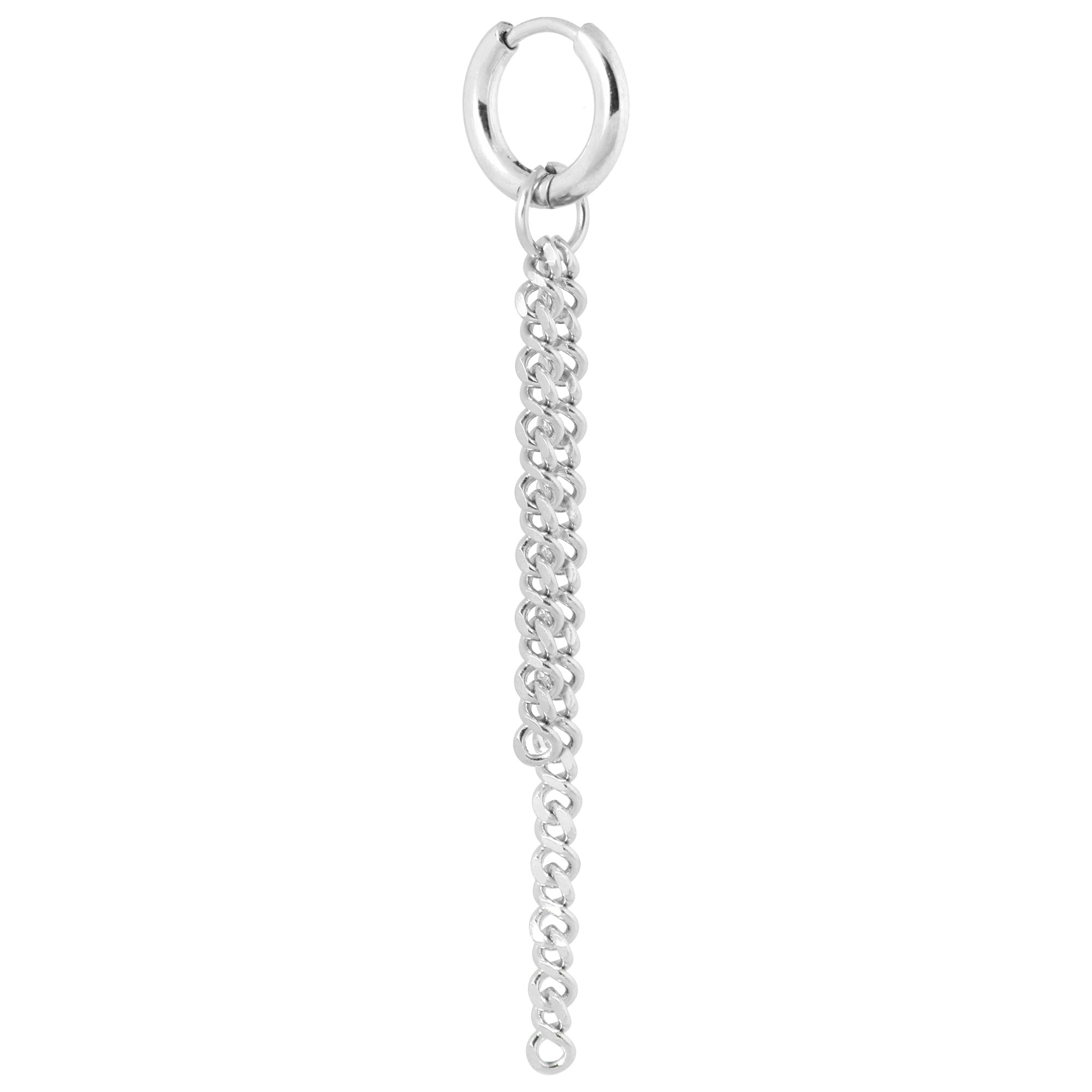 Double long chain hoop silver