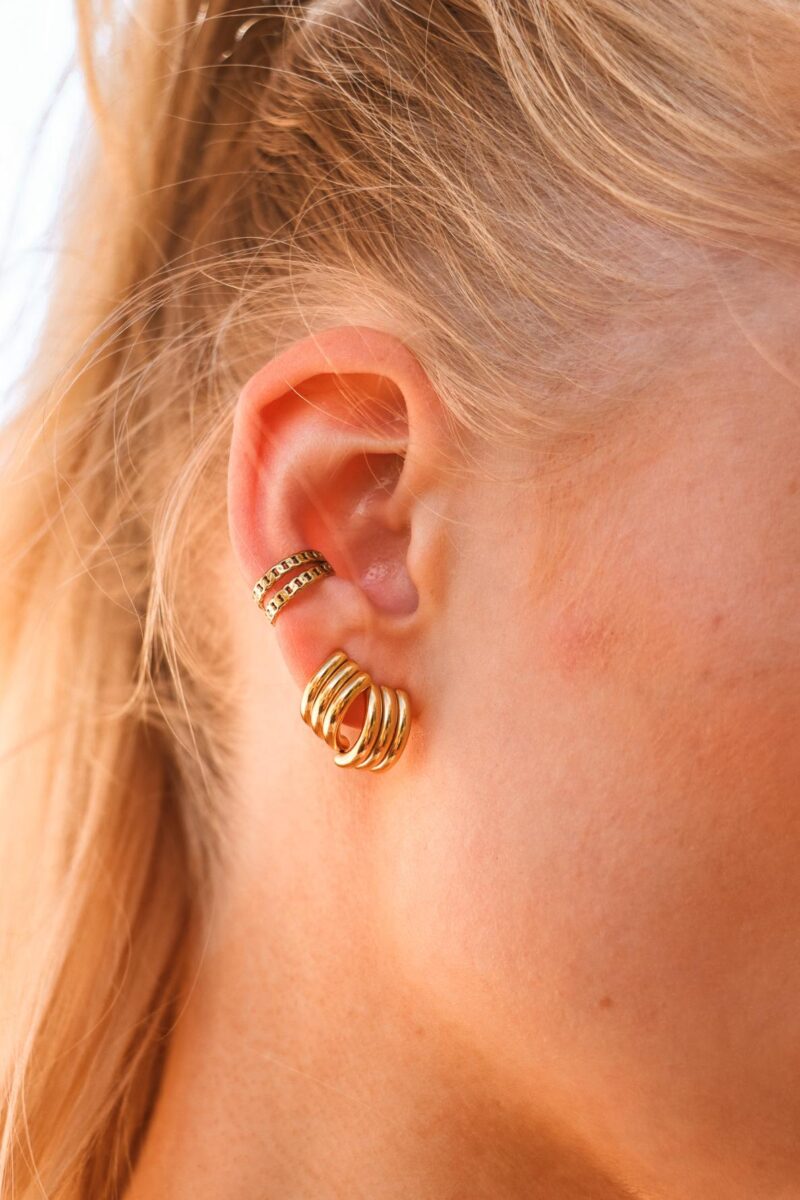 Double stripe hoop gold