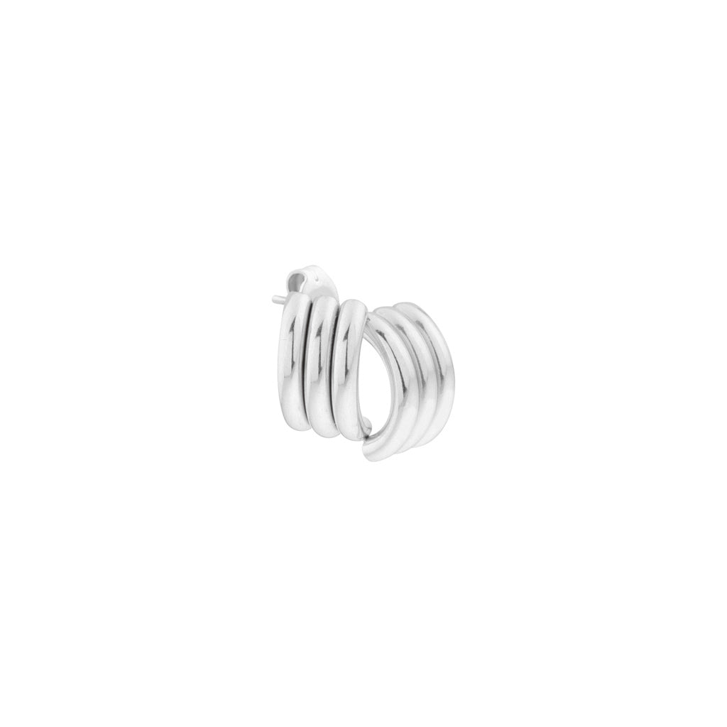 Double stripe hoop silver