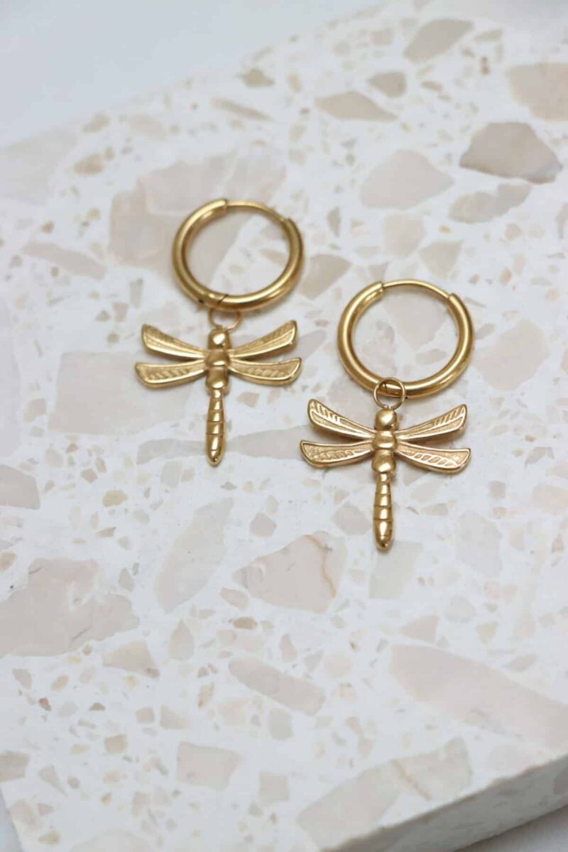 Dragonfly hoop gold
