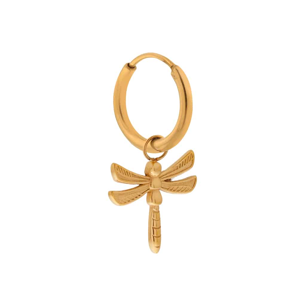 Dragonfly hoop gold