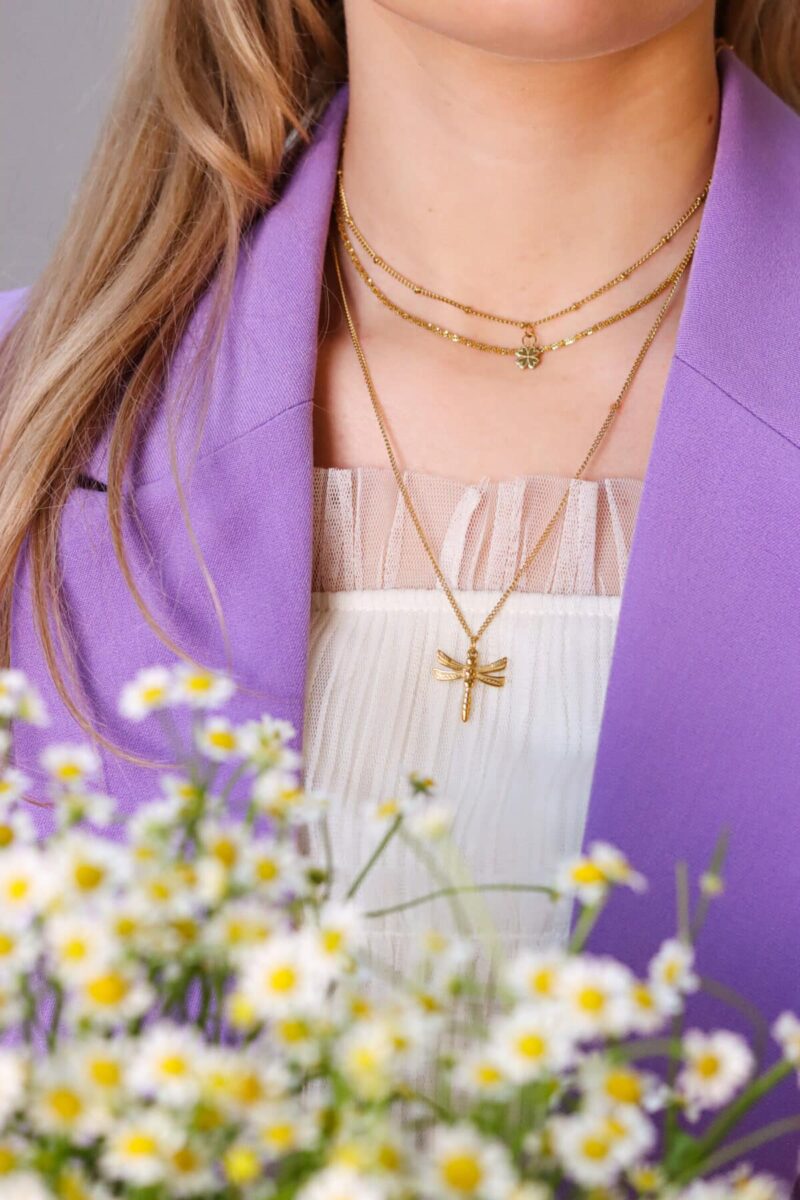 Dragonfly necklace gold