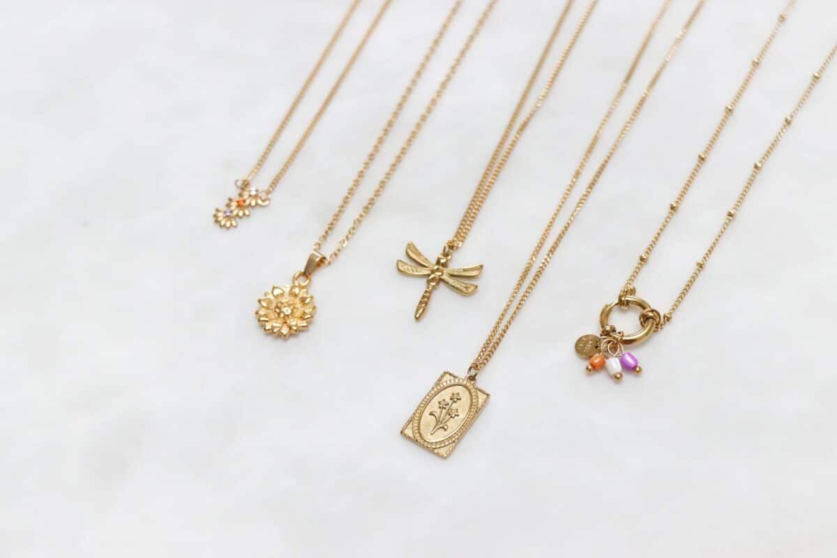 Dragonfly necklace gold