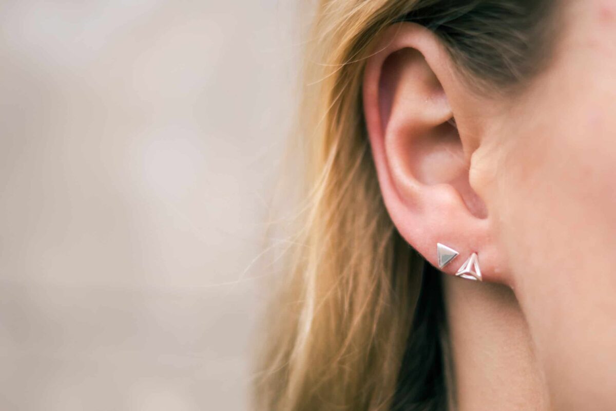 Earring Triangle Pyramid Silver