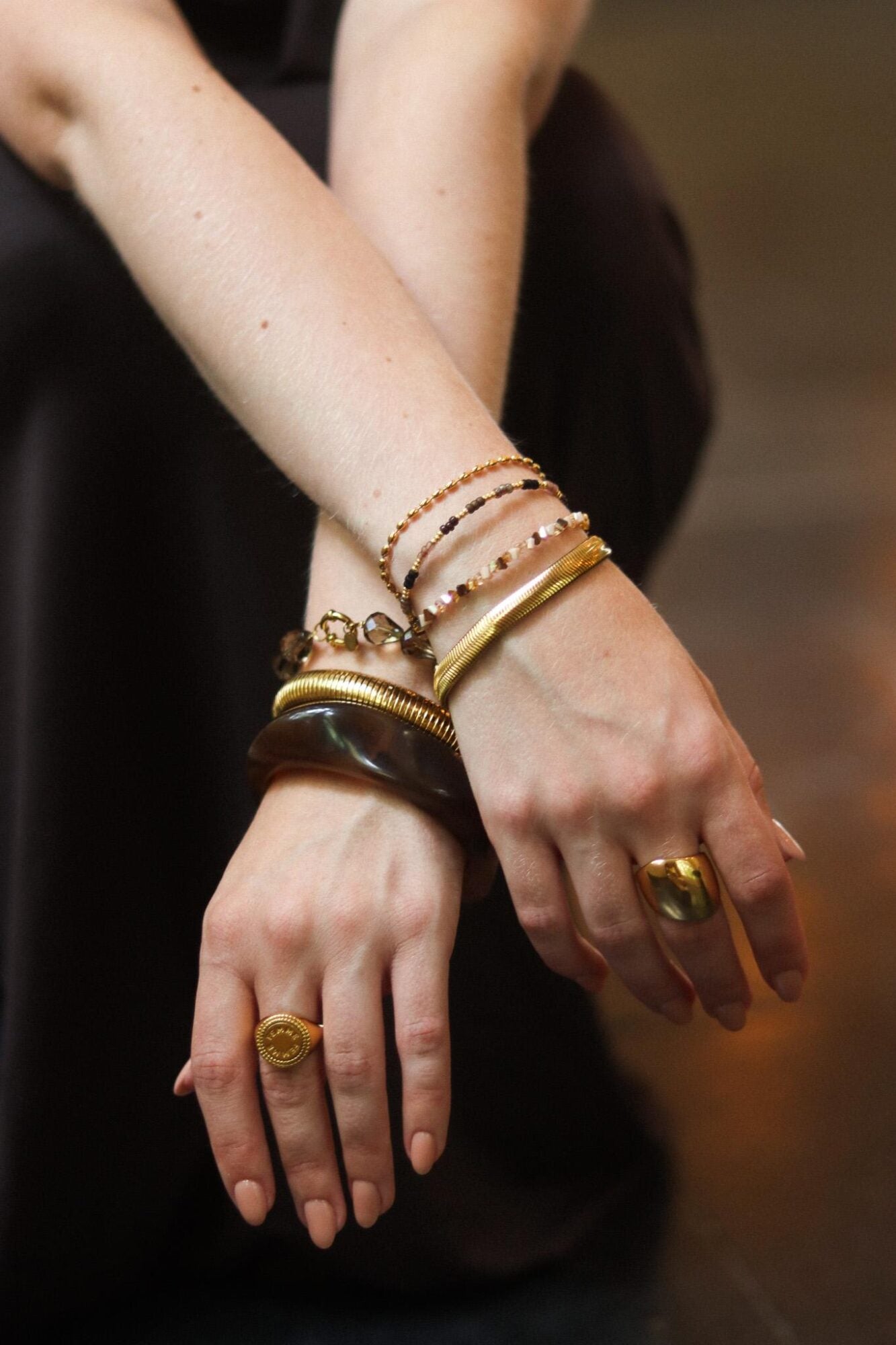 Flat snake bracelet gold