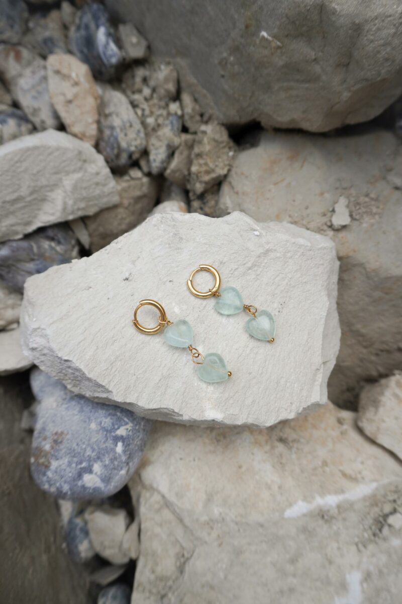 Fluorite heart hoop gold