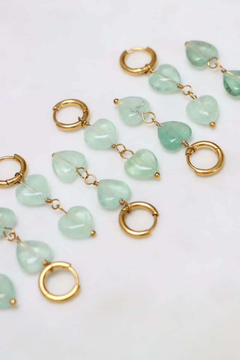 Fluorite heart hoop gold