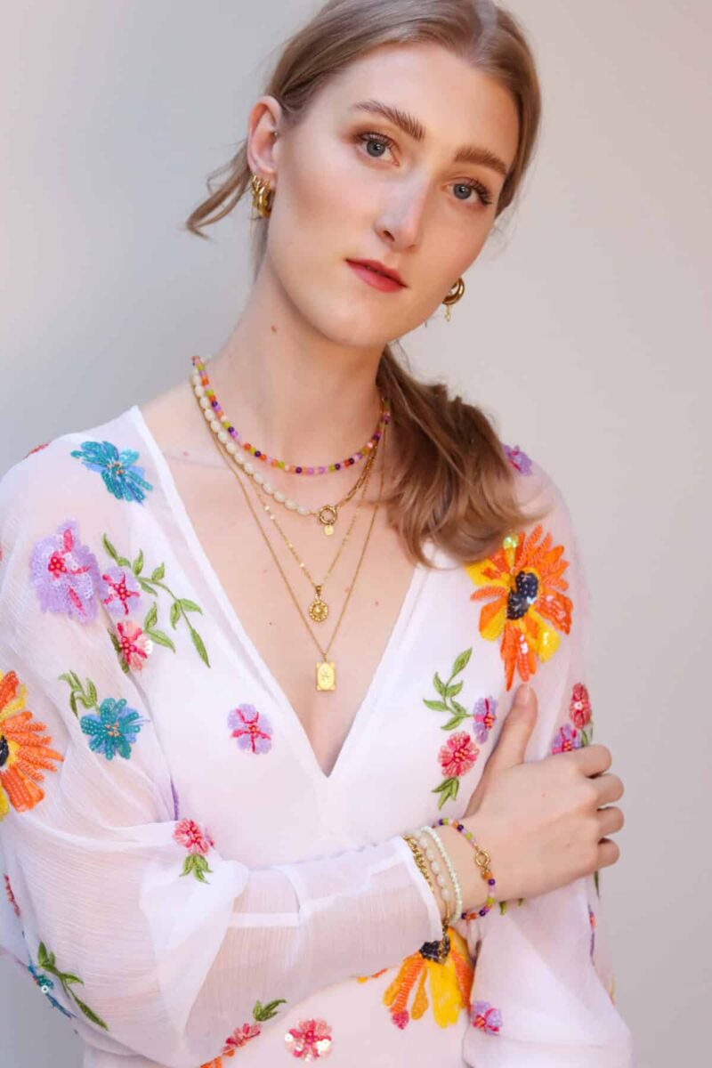 Funky beads necklace gold