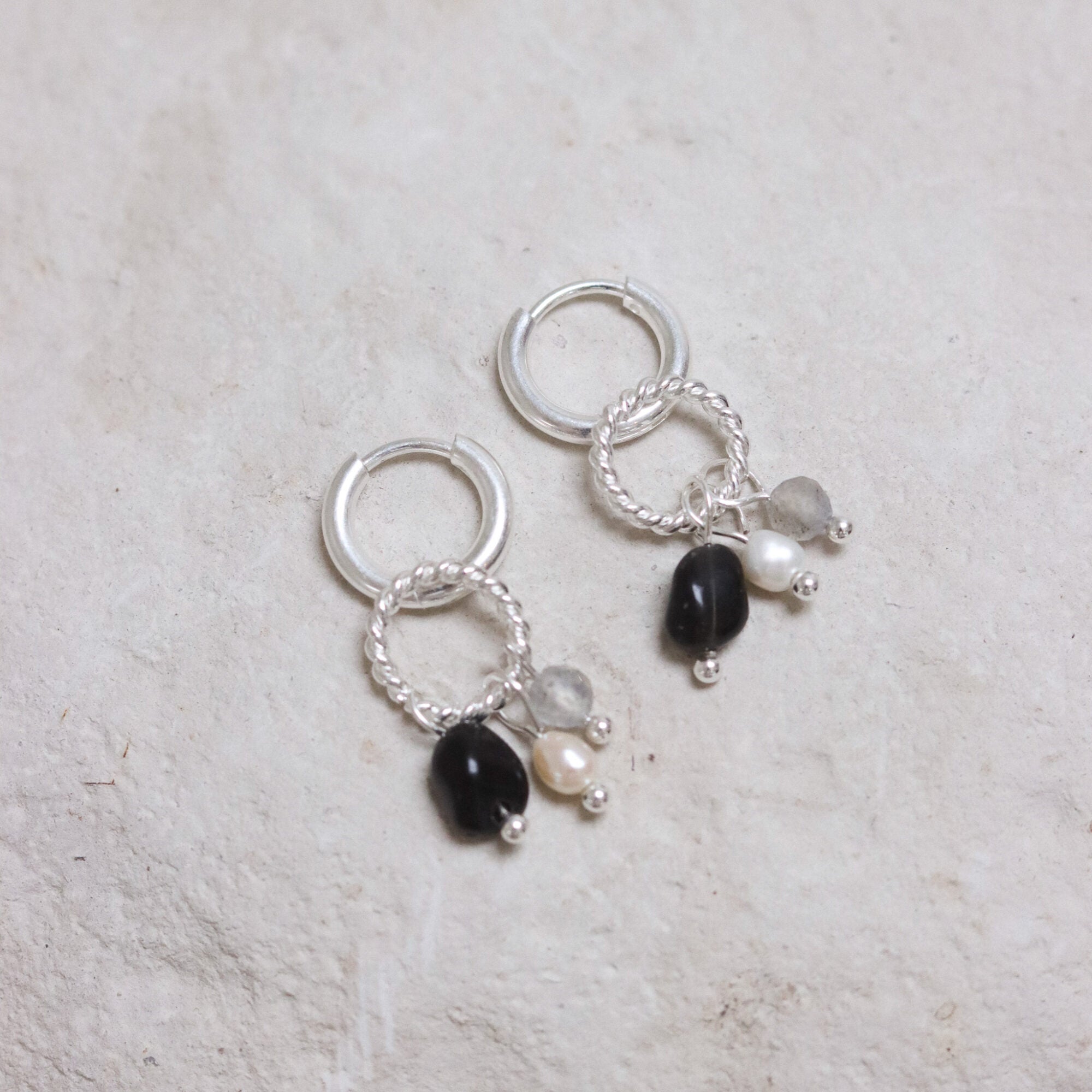 Gemstone 2.0 hoop silver