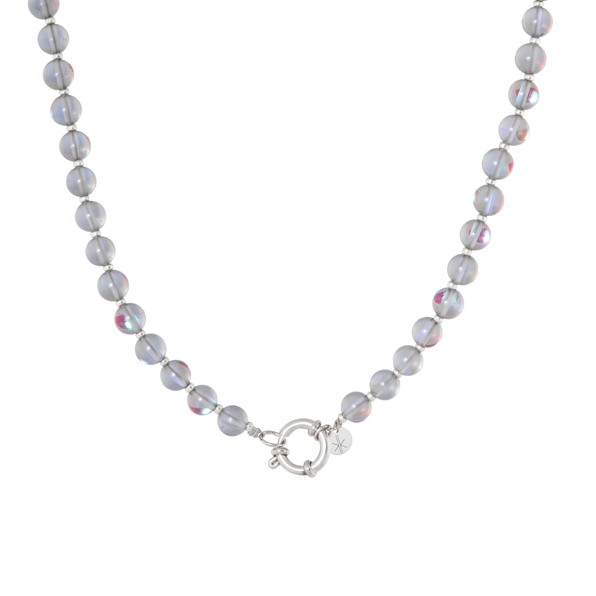 Grey flame necklace silver