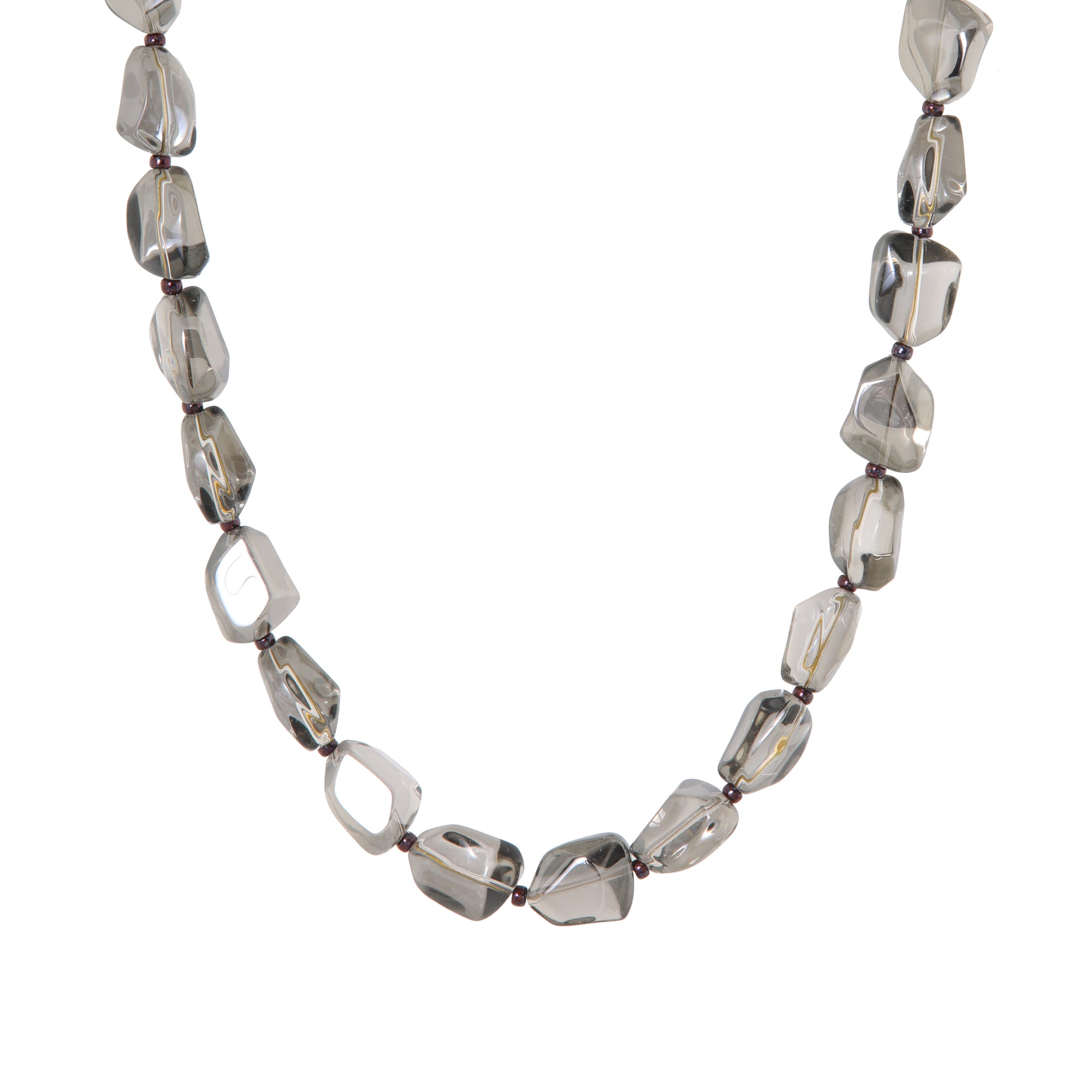 Grey rock necklace gold