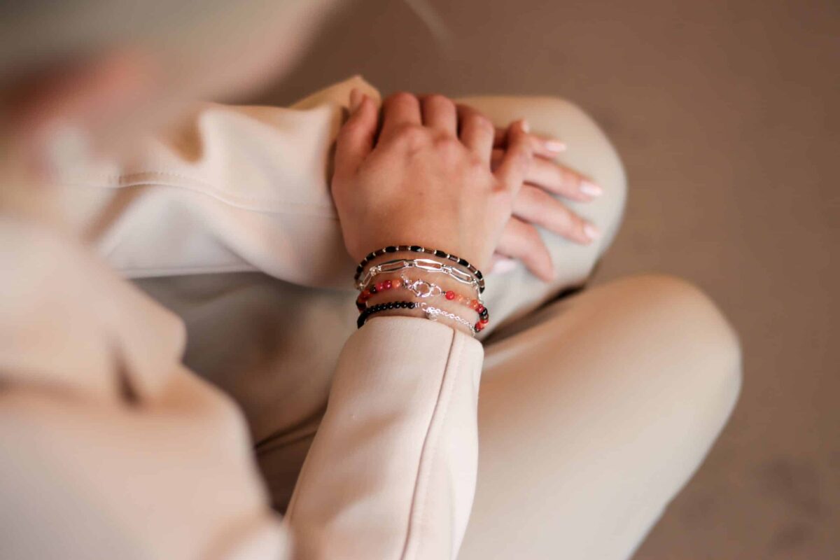 Half half black bracelet silver
