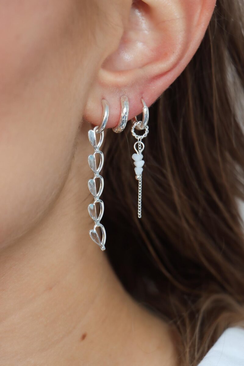 Half heart hoop silver