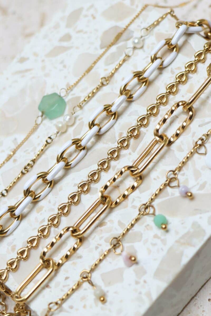 Hexagon green bracelet gold