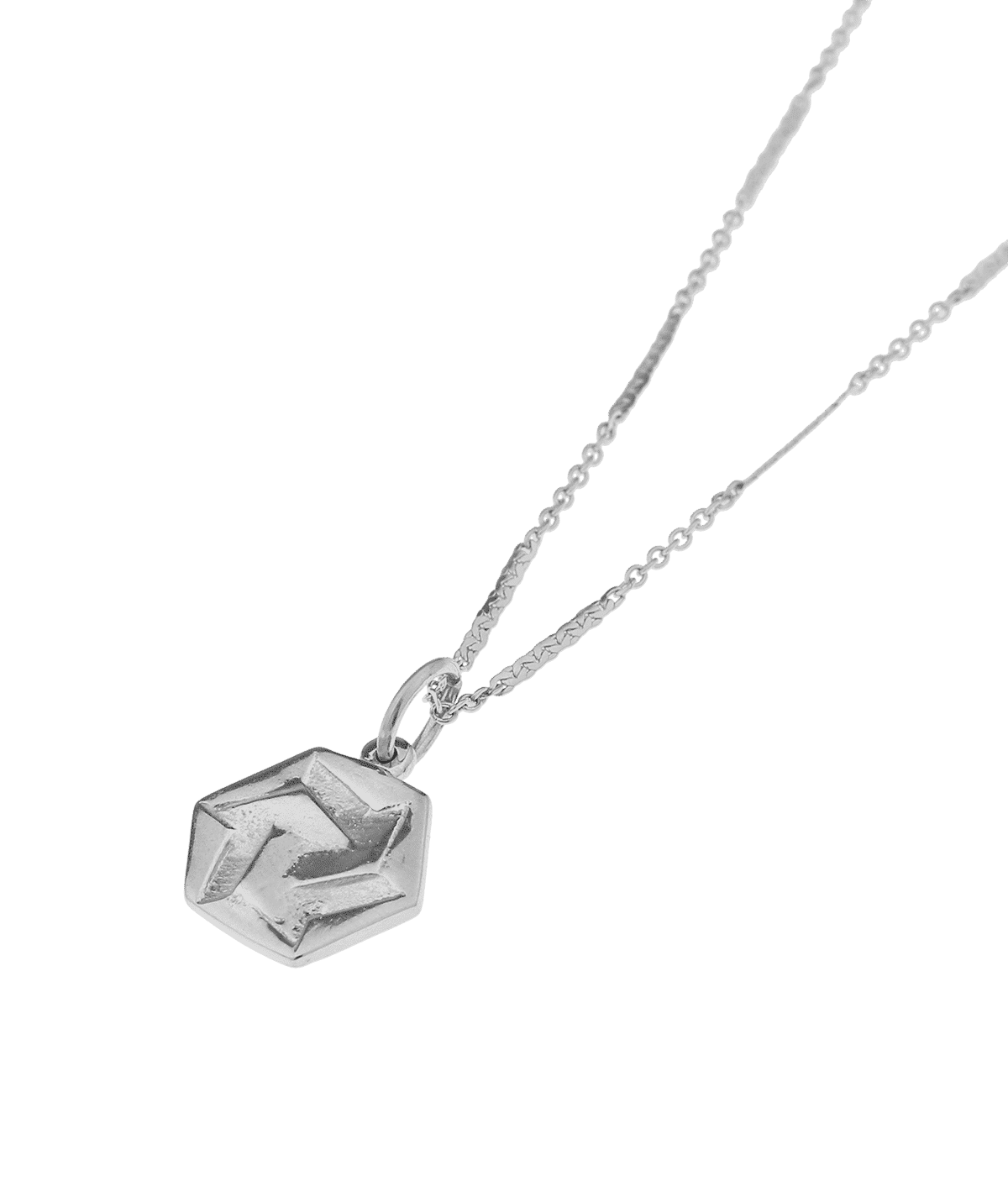 Hexagon Infinite Silver Necklace