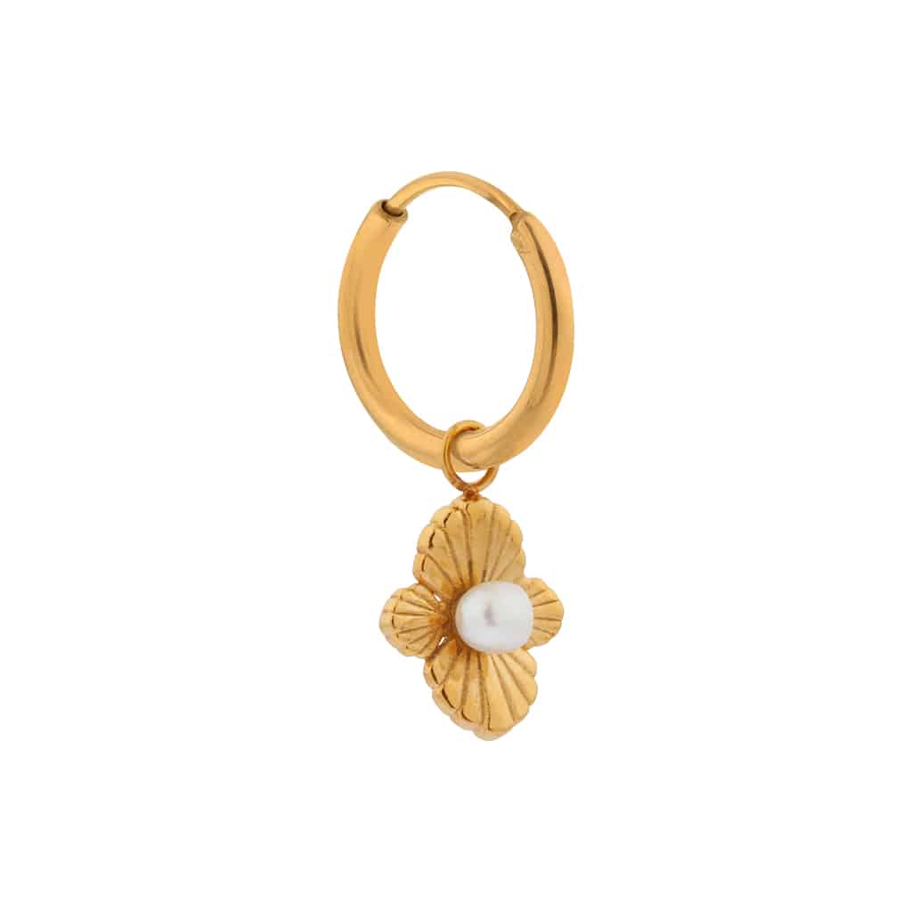 Hidden pearl hoop gold