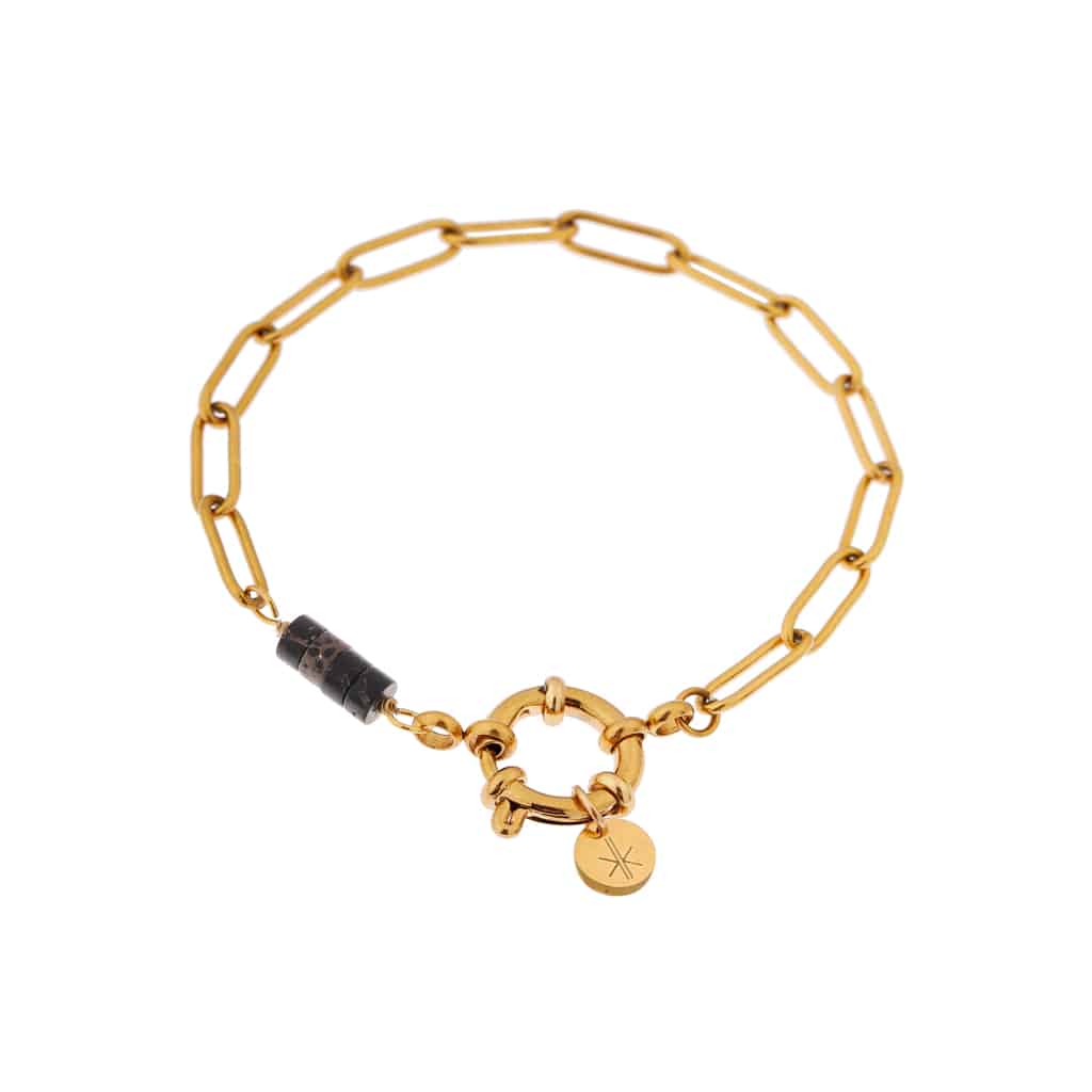 Hold on black bracelet gold