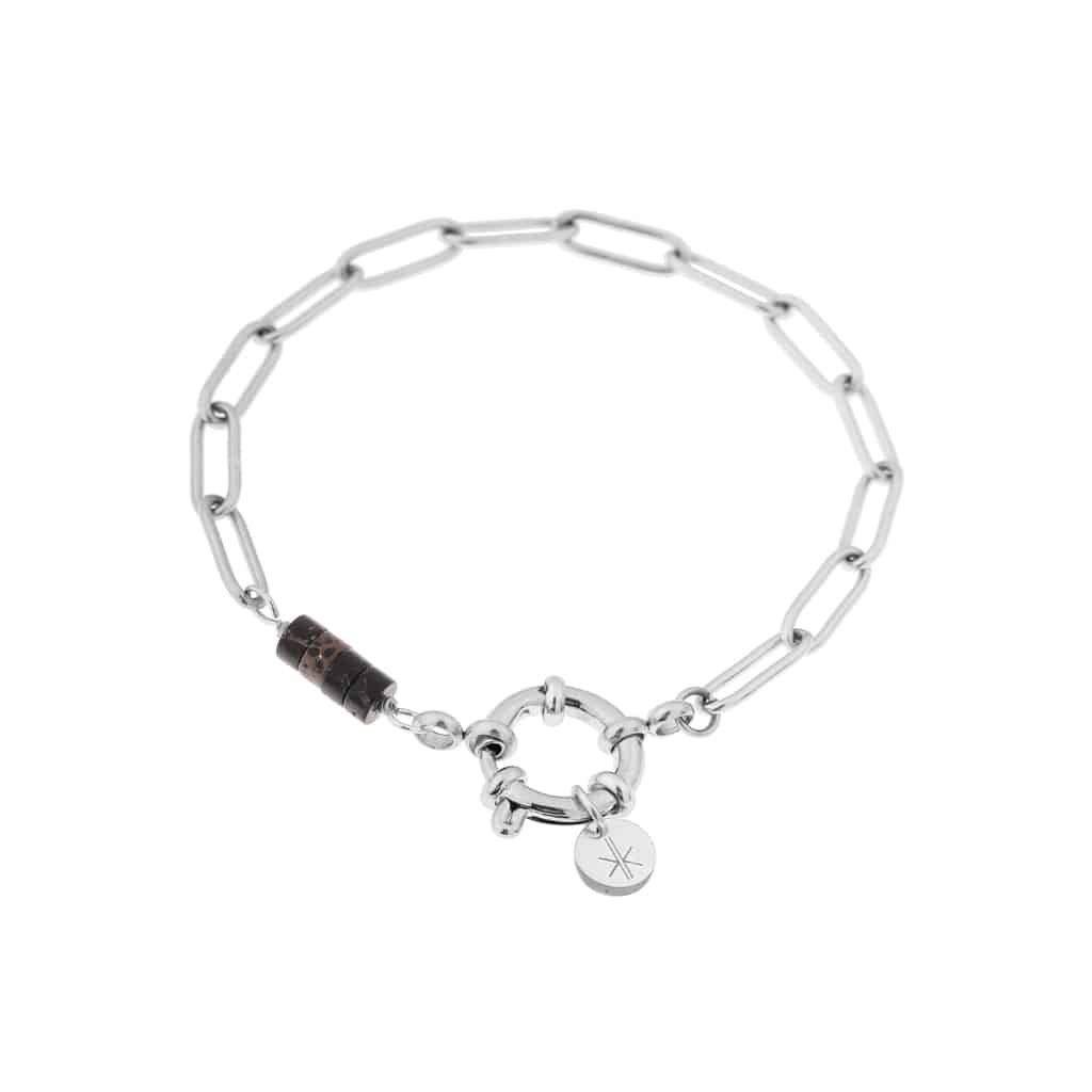 Hold on black bracelet silver