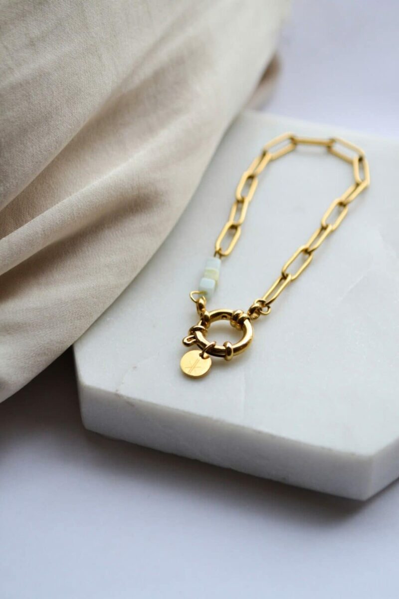 Hold on blue bracelet gold