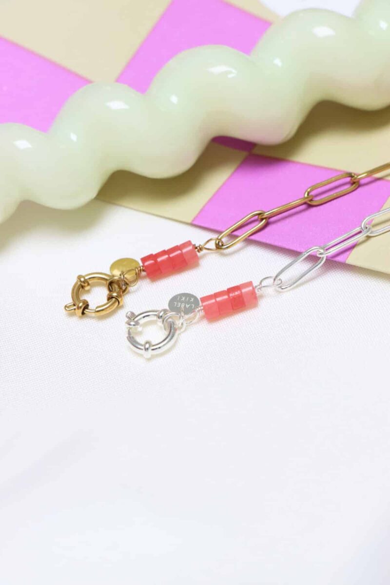 Hold on coral bracelet silver