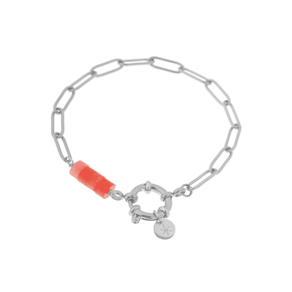 Hold on coral bracelet silver