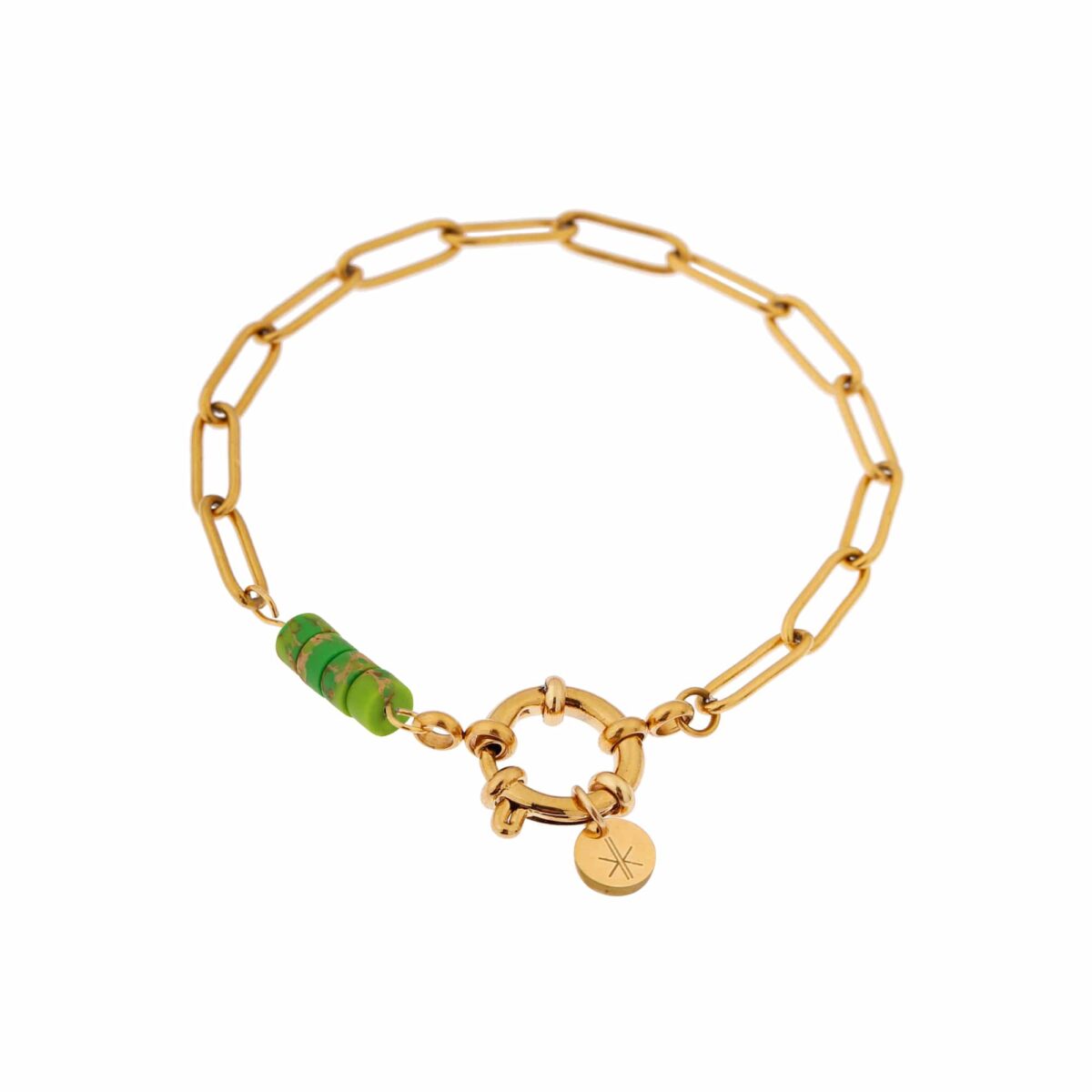 Hold on green bracelet gold