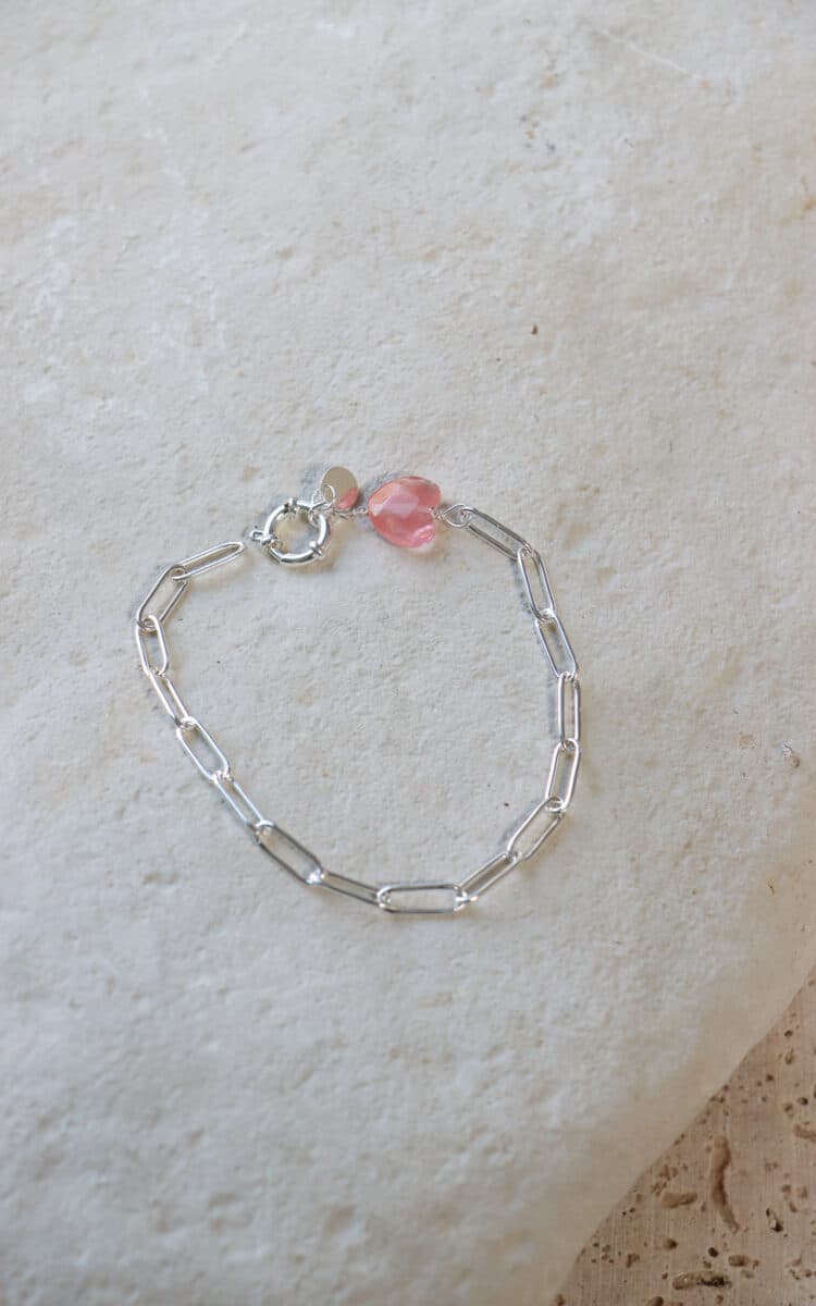 Hold on pink heart bracelet silver