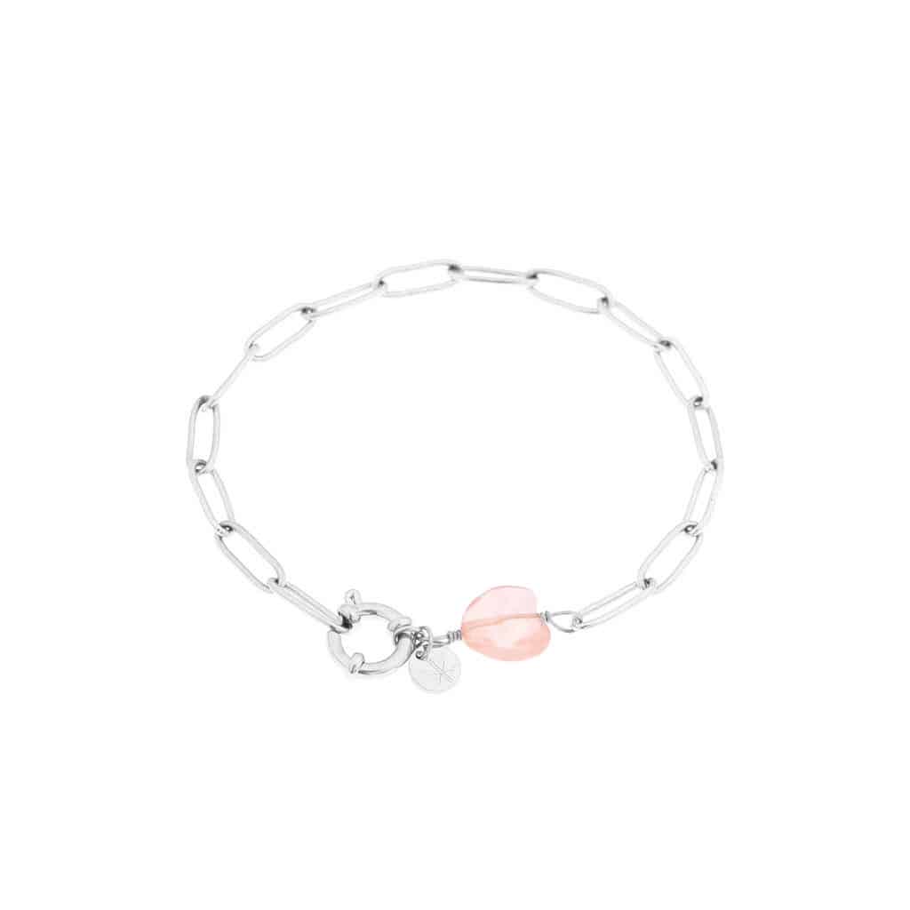 Hold on pink heart bracelet silver