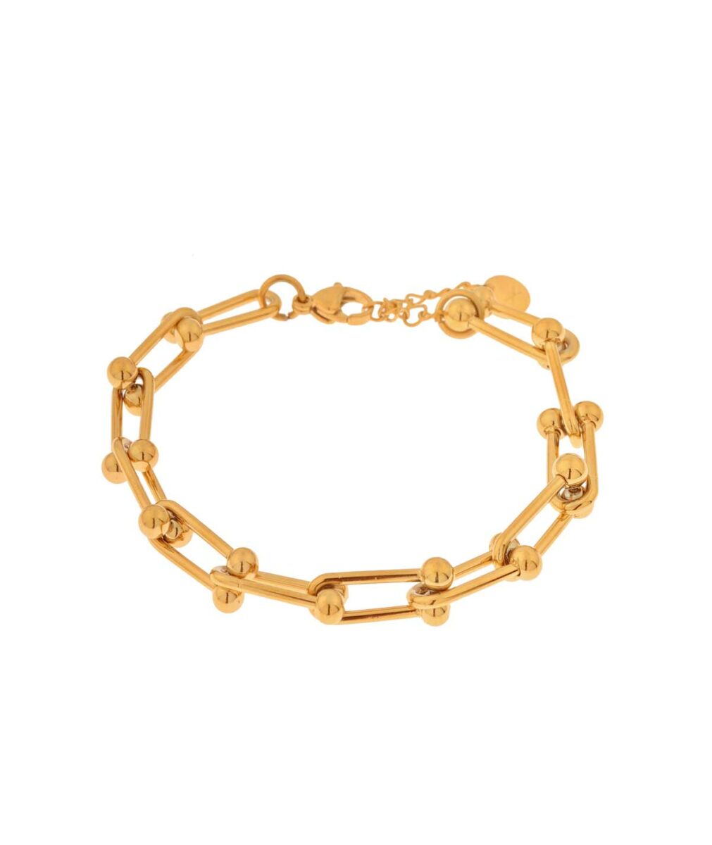 Hooked up ball bracelet gold