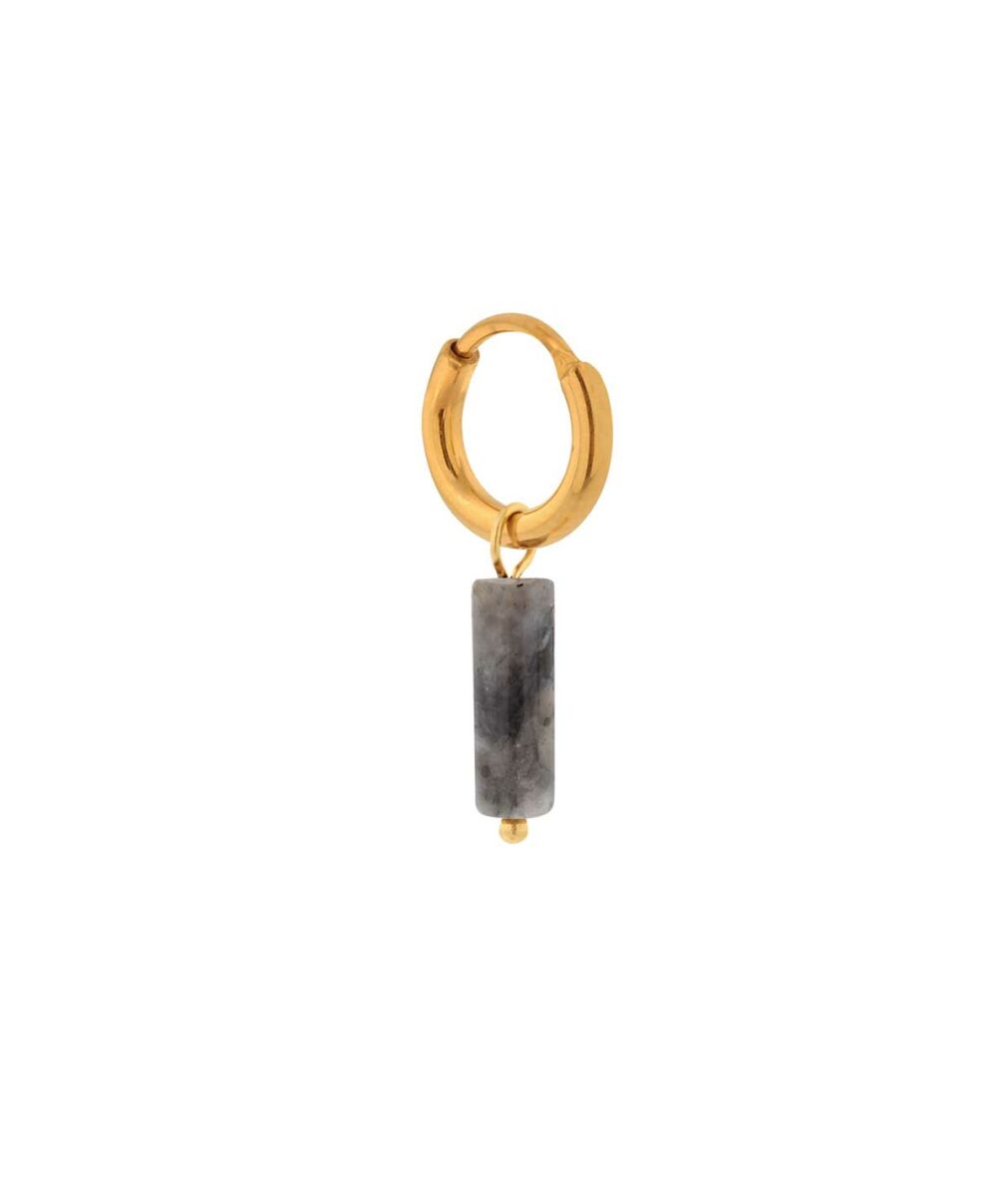 Large black agate tube hoop gold