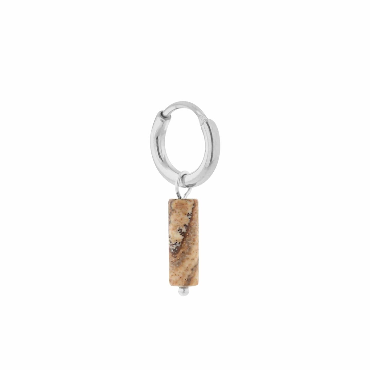 Large brown agate tube hoop silver