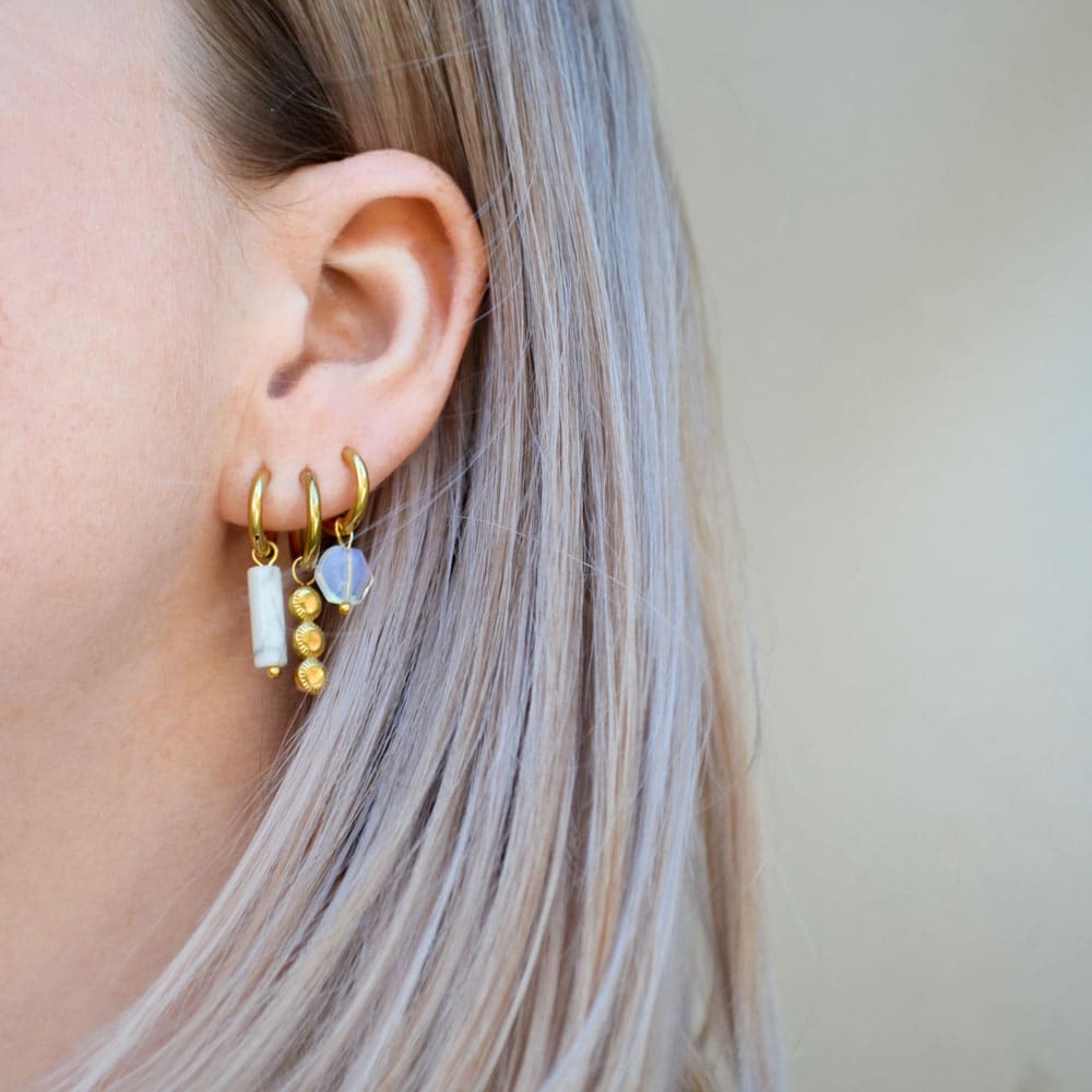 Large marble tube hoop gold