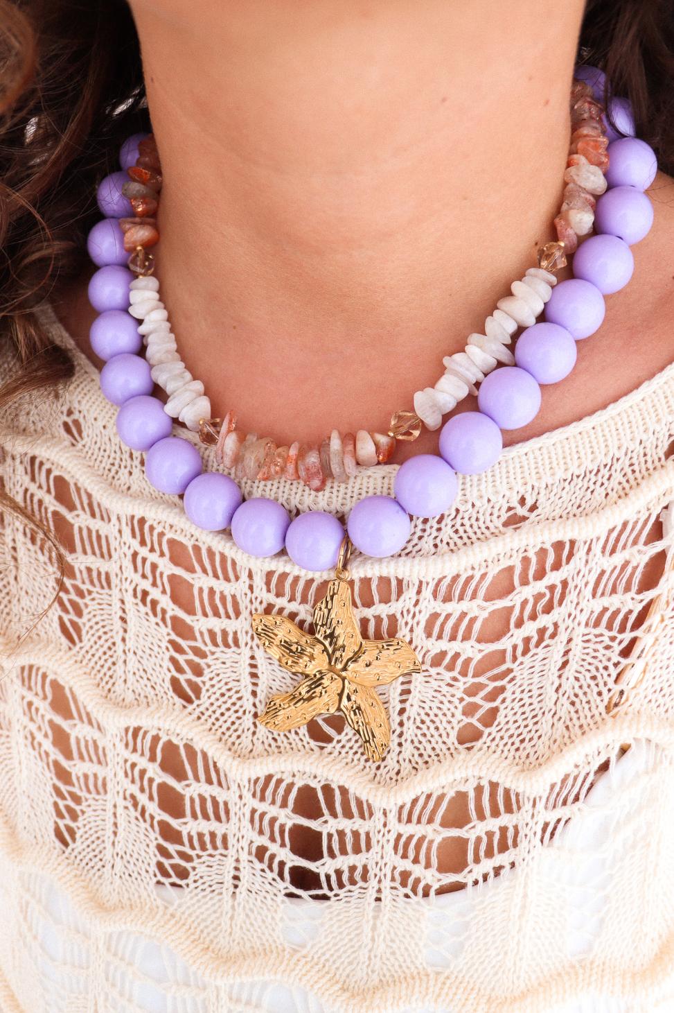 Lavender glow necklace gold