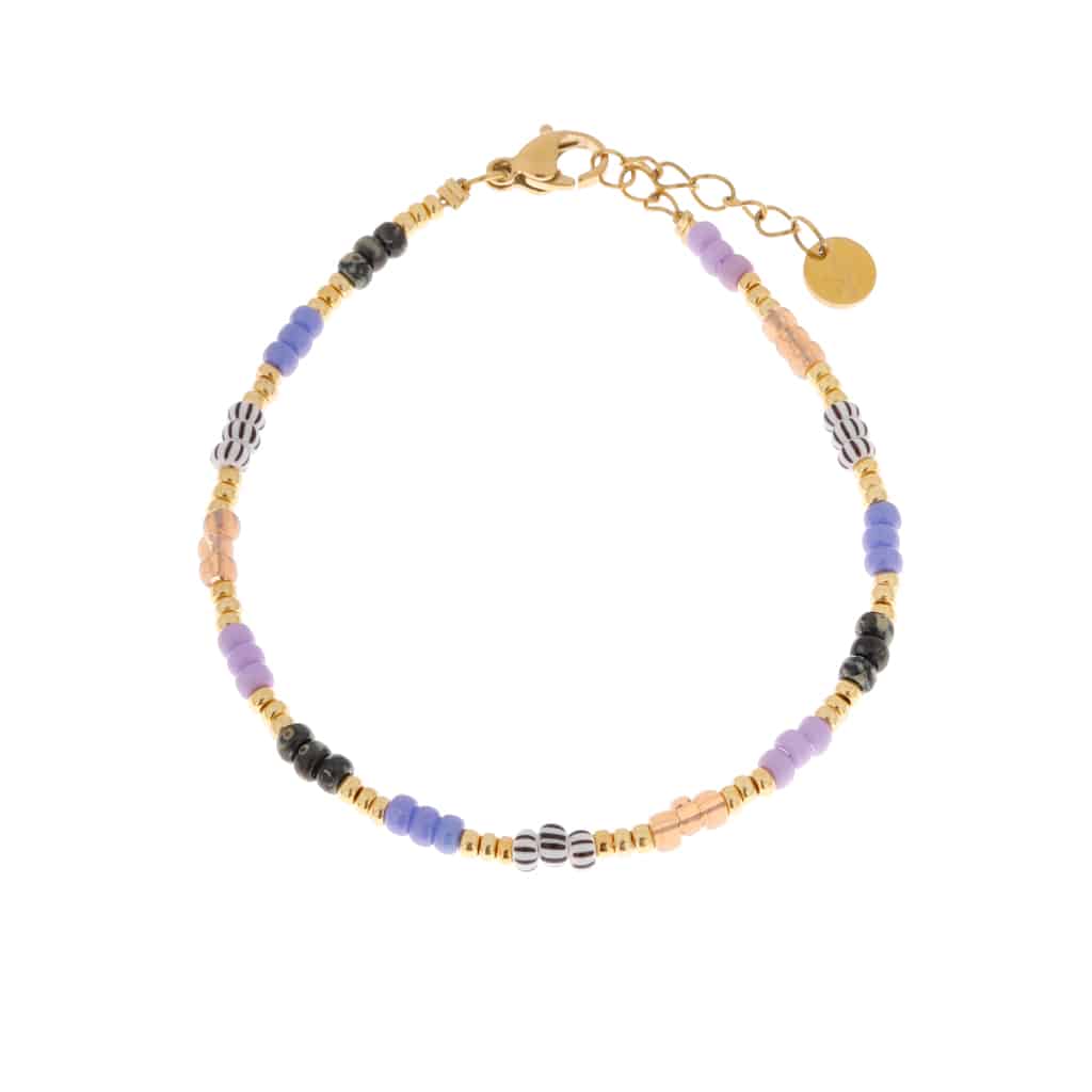 Lavender rainbow bracelet gold