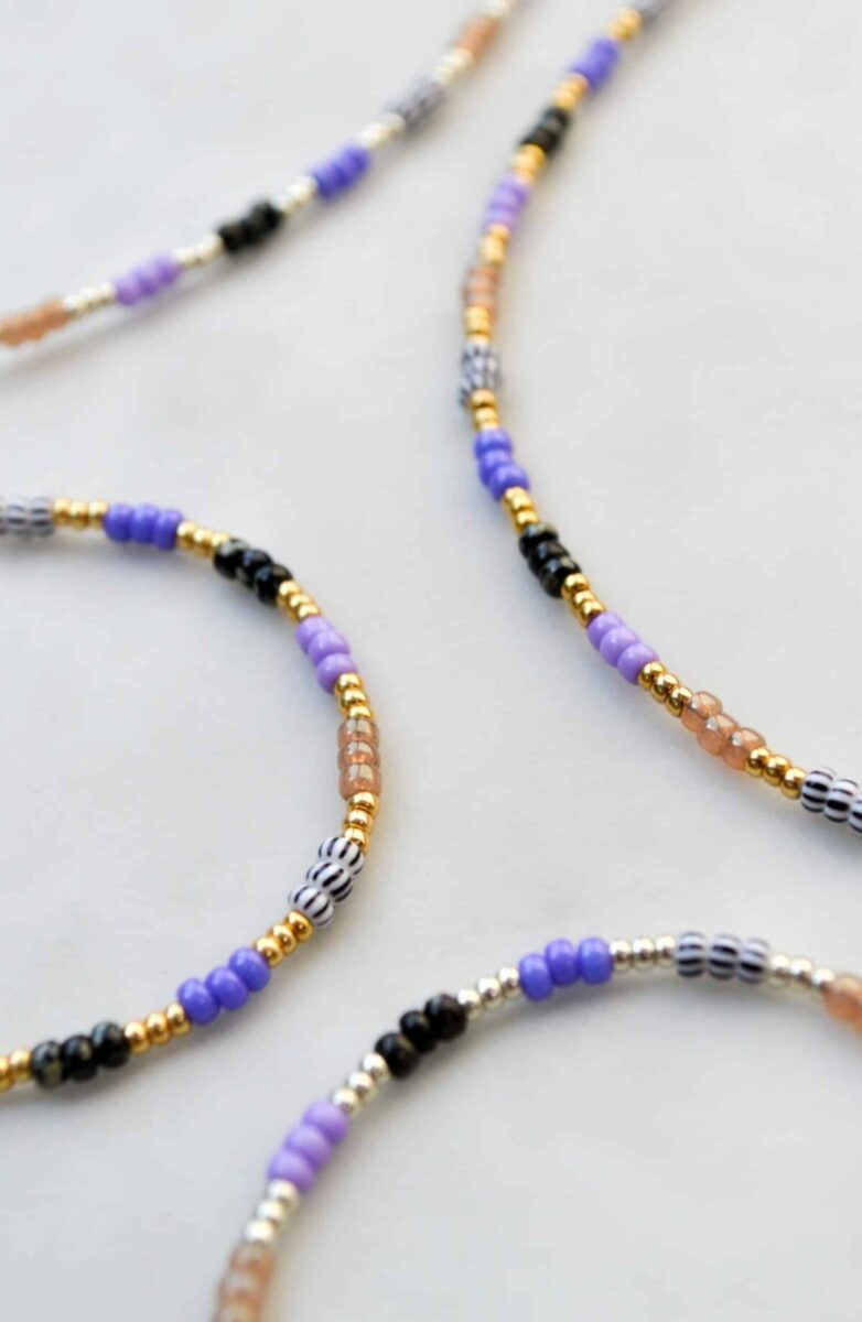 Lavender rainbow bracelet silver