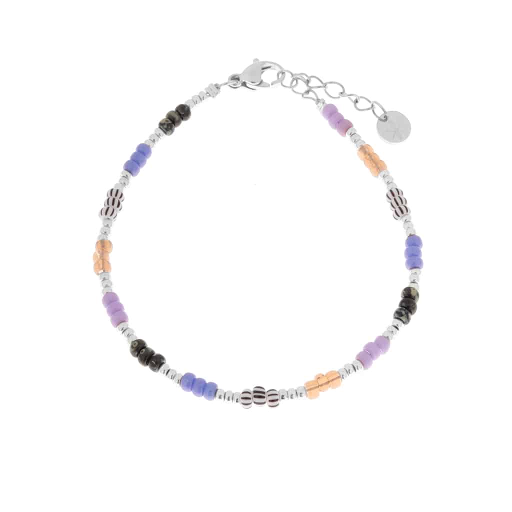 Lavender rainbow bracelet silver