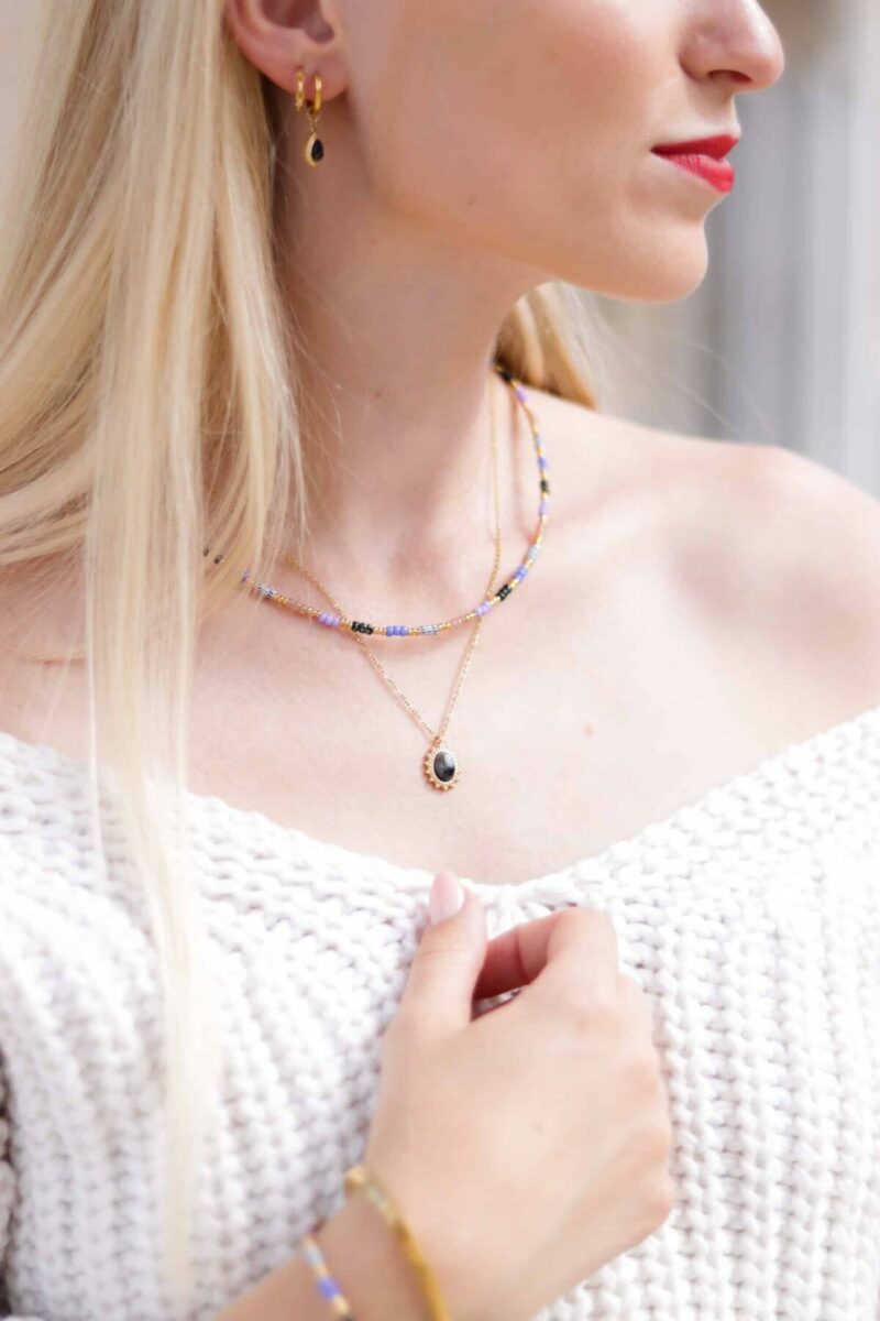 Lavender rainbow choker gold