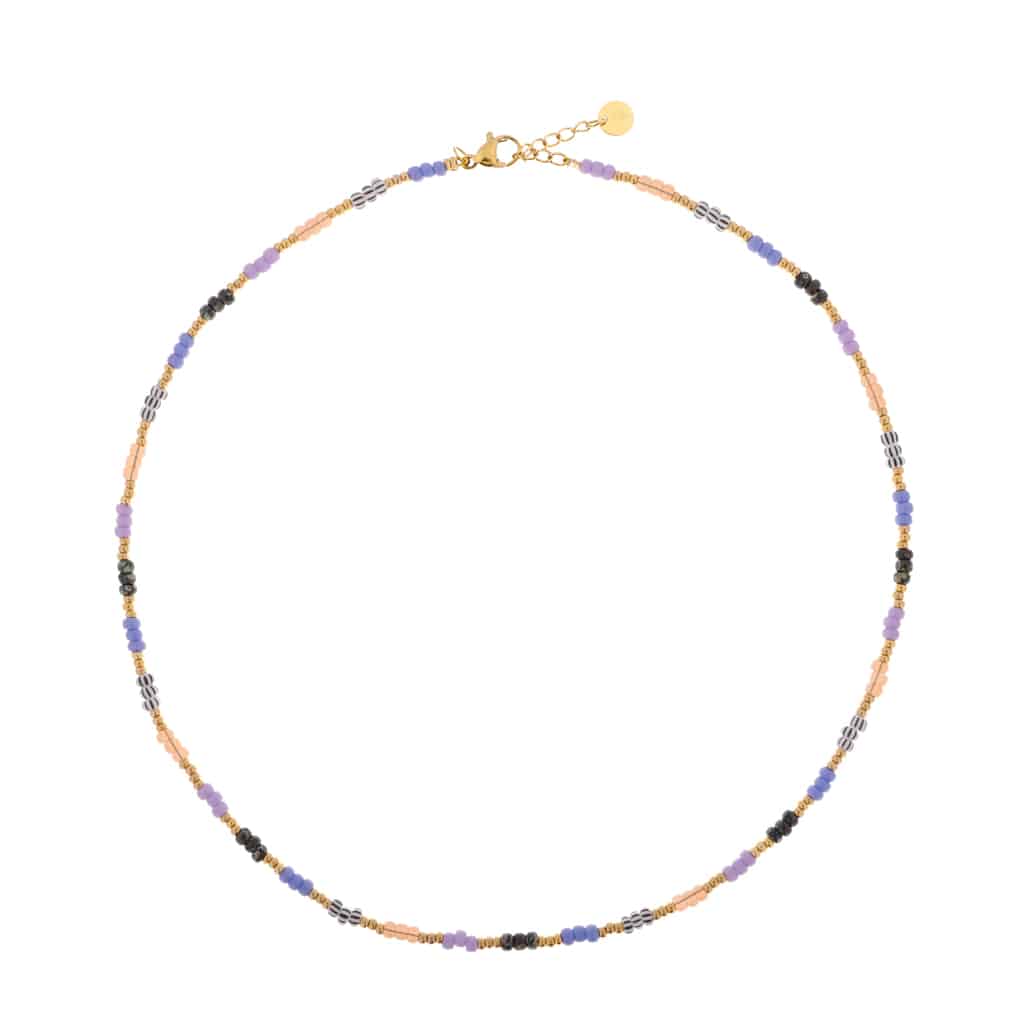 Lavender rainbow choker gold
