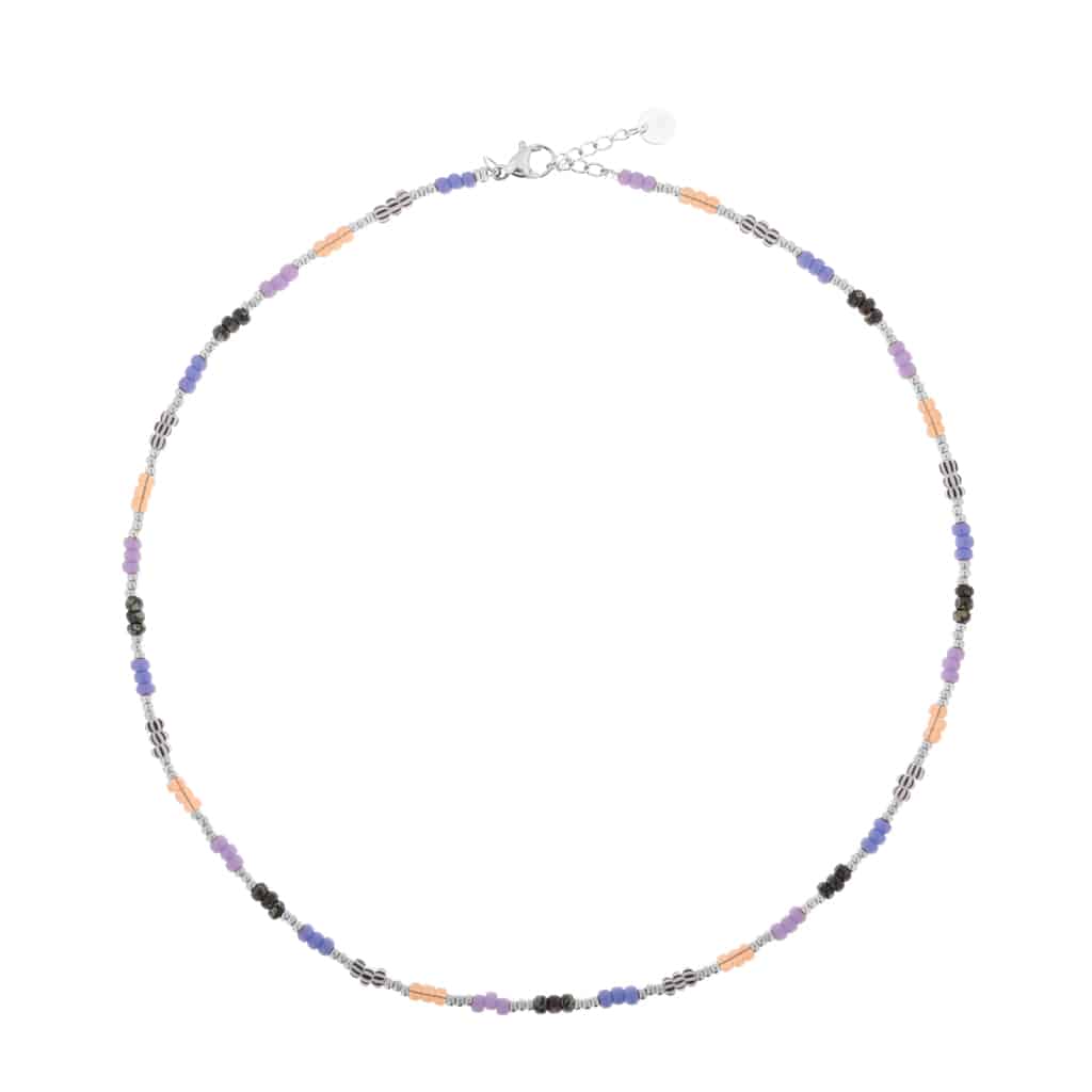 Lavender rainbow choker silver
