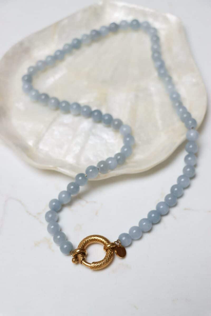 Light blue snake necklace gold