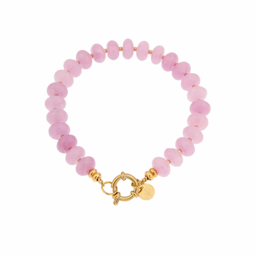 Lilac jade bracelet gold - 19 cm