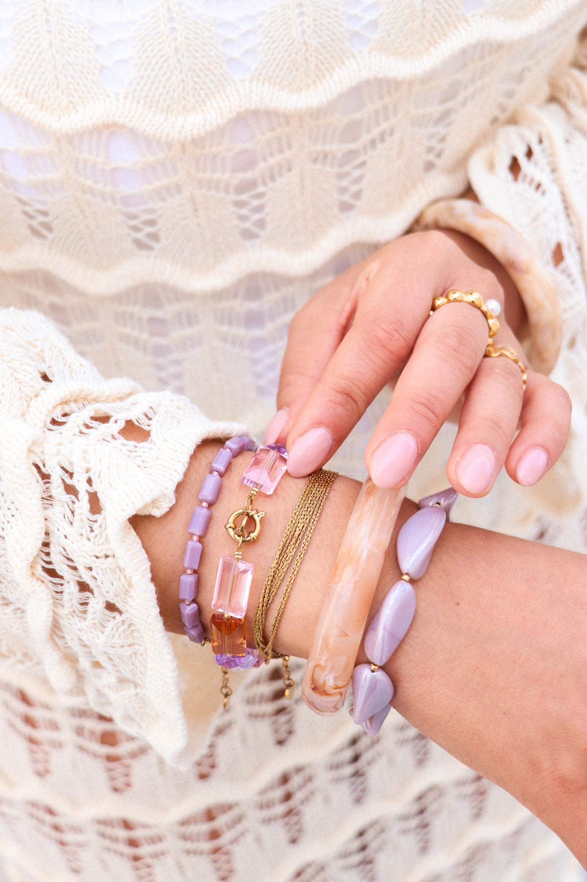 Lilac stones bracelet gold