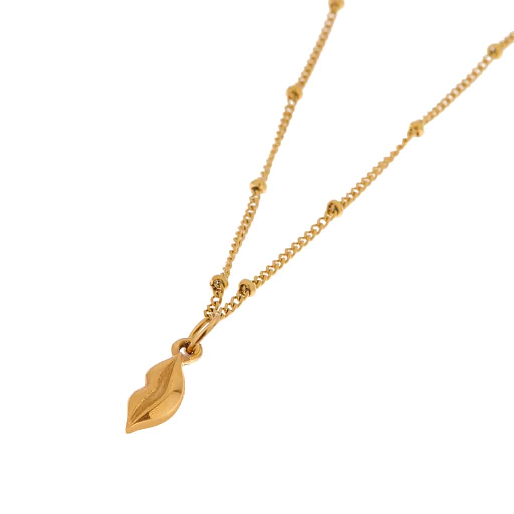 Lips necklace gold