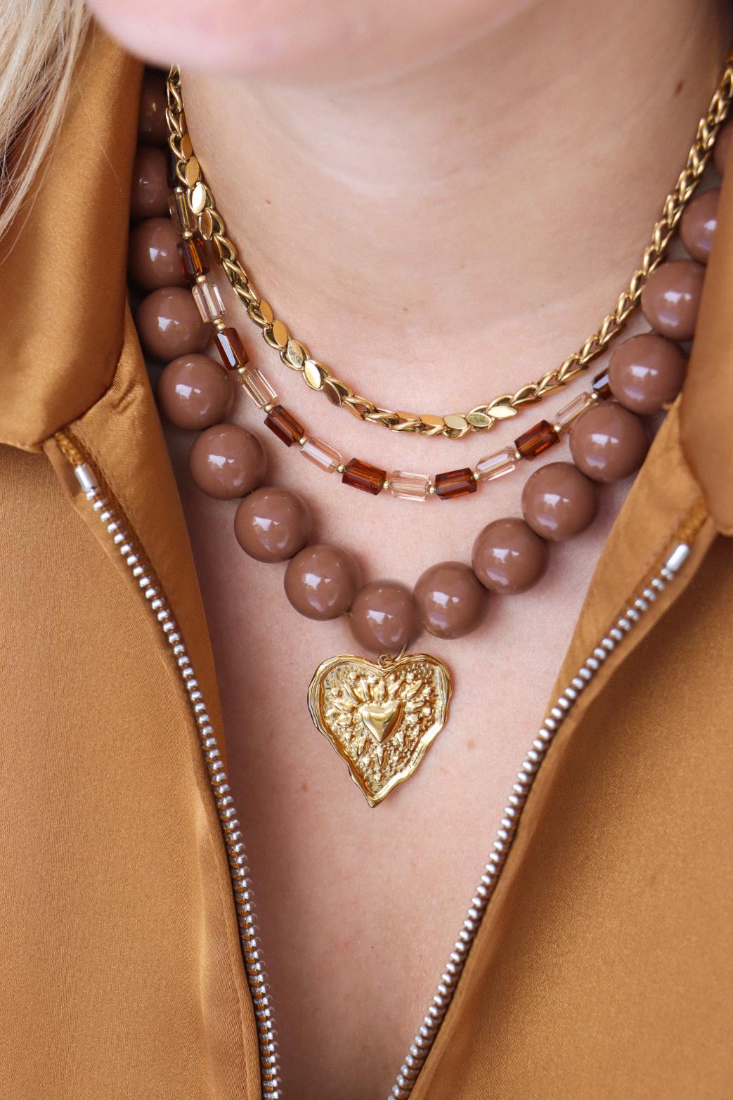 Luna brown necklace gold