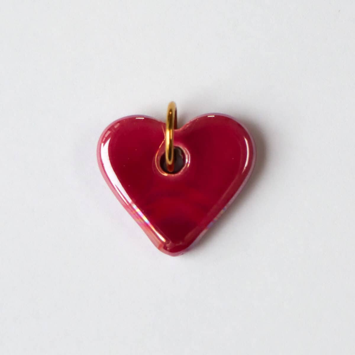 Magenta big heart charm gold