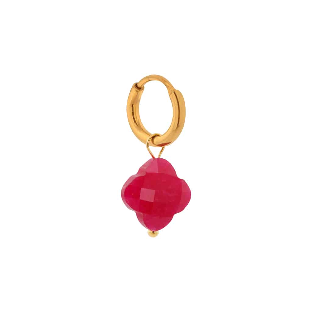Magenta clover hoop gold